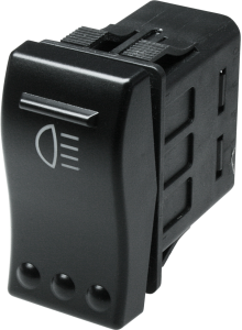 Rocker switch, black, 1 pole, On-Off, off switch, 10 A/12 to 24 VDC, IP66, unlit, printed