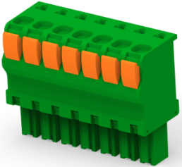 PCB terminal, 7 pole, pitch 3.81 mm, AWG 30-14, 9 A, push-in spring connection, green, 1986720-7