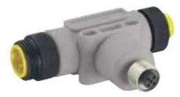 Adapter, 7/8-2 (5 pole, socket/plug) to M12 (5 pole, socket), T-shape, 16588