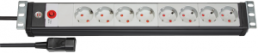 Cold device, german schuko-style/power strip, 8-way, 3 m, 16 A, black/light gray, 1156057128