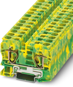 Protective conductor terminal, spring balancer connection, 0.2-16 mm², 2 pole, 65 A, 8 kV, yellow/green, 3036136