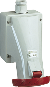 CEE wall socket, 5 pole, 32 A/380-415 V, red, 6 h, IP67, 83171