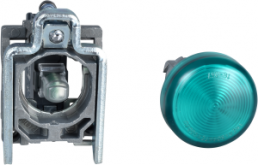 Signal light, waistband round, green, front ring silver, mounting Ø 22 mm, XB4BVB3EX