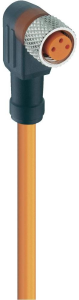 Sensor actuator cable, M8-cable socket, angled to open end, 3 pole, 2 m, PVC, orange, 4 A, 11324
