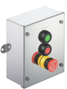 Klippon control station, 2 pushbutton green/red, 1 emergency stop pushbutton red, 2 Form B (N/C) + 2 Form A (N/O), 1537370000