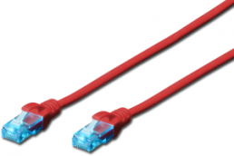 Patch cable, RJ45 plug, straight to RJ45 plug, straight, Cat 5e, U/UTP, PVC, 2 m, red