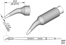 Soldering tip, conical, Ø 0.5 mm, (T) 1.7 mm, C210014