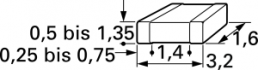 Ceramic capacitor, 100 pF, 1 kV (DC), ±5 %, SMD 1206, C0G, CC1206JKNPOCBN101