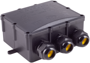 ABS enclosure with cable gland, (L x W x H) 155 x 153 x 61 mm, black, IP68, BS08-01053