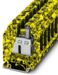 Through terminal block, screw connection, 0.75-50 mm², 2 pole, 150 A, 8 kV, yellow/black, 3048154