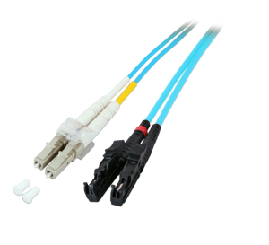 FO patch cable, E2000 to LC duplex, 0.5 m, OM3, multimode 50/125 µm