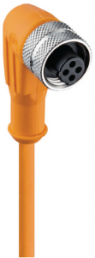 Sensor actuator cable, 1/2"-cable socket, angled to open end, 4 pole, 5 m, PVC, orange, 4 A, 3106
