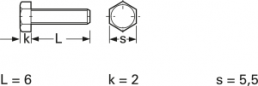 Hexagon head screw, external hexagon, M3, 6 mm, polyamide, DIN 933/ISO 4017