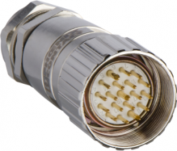 Plug, M23, 19 pole, solder connection, straight, XZCC23MDM190S