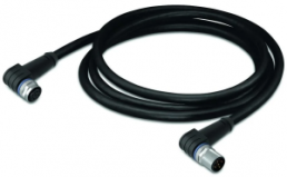 Sensor actuator cable, M12-cable socket, angled to M12-cable plug, angled, 4 pole, 2 m, PUR, black, 4 A, 756-5404/040-020
