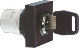 Key switch, unlit, groping, waistband square, 1 x 40°, trigger position 0, mounting Ø 16.2 mm, 1.30.076.541/0000
