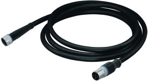 Sensor actuator cable, M8-cable socket, straight to M12-cable plug, straight, 4 pole, 1 m, PUR, black, 4 A, 756-5507/040-010