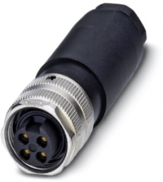 Socket, 4 pole, screw connection, screw locking, straight, 1521355