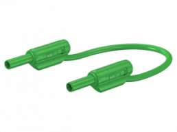 Measuring lead with (2 mm plug, spring-loaded, straight) to (2 mm plug, spring-loaded, straight), 0.3 m, green, PVC, 0.5 mm², CAT II
