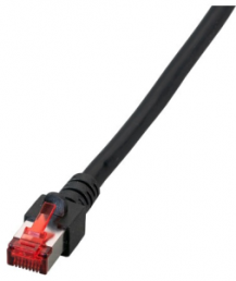 Patch cable, RJ45 plug, straight to RJ45 plug, straight, Cat 6, S/FTP, LSZH, 15 m, black