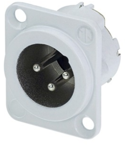 XLR panel plug, 3 pole, silver-plated, 2.5 mm², AWG 14, NC3MD-LX-WT