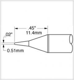 Soldering tip, conical, (T x L x W) 0.5 x 11.4 x 0.51 mm, 390 °C, SSC-722A