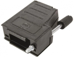 D-Sub connector housing, size: 1 (DE), straight 180°, angled 90°, cable Ø 11.5 mm, thermoplastic, black, 09670090434