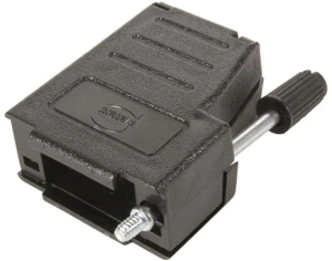 D-Sub connector housing, size: 4 (DC), angled 32°, cable Ø 11.5 mm, plastic, black, 09670370434