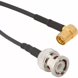 Coaxial Cable, BNC plug (straight) to SMA plug (angled), 50 Ω, RG-174, grommet black, 457 mm, 245103-02-18.00