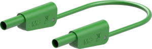 Measuring lead with (4 mm lamella plug, straight) to (4 mm lamella plug, straight), 2 m, green, silicone, 1.0 mm², CAT II, CAT III