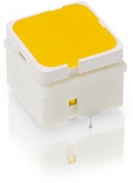 Short-stroke pushbutton, Form A (N/O), 100 mA/35 V, illuminated, actuator (yellow, L 3.5 mm), 2.9 N, THT