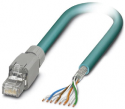 Network cable, RJ45 plug, straight to open end, Cat 5, S/UTP, PUR, 5 m, blue