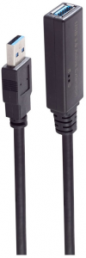 USB 3.0 extension cable, USB plug type A to USB socket type A, 15 m, black