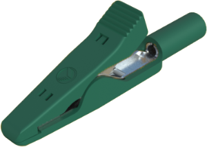 Alligator clip, green, max. 4 mm, L 41.5 mm, CAT O, socket 2 mm, MA 1 S GN