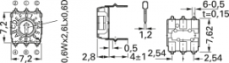 Encoding rotary switches, 16 pole, Hexadecimal-Real, straight, 100 mA/5 VDC, S-7050EMC