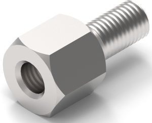 Hexagonal spacer bolt, External/Internal Thread, M3/M3, 16 mm, brass