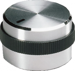 Rotary knob, 6 mm, plastic, black/silver, Ø 15.9 mm, H 15.2 mm, A1416469