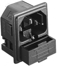Combination element C14, 3 pole, screw mounting, plug-in connection, black, PF0002/63
