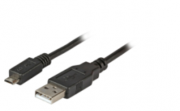 USB 2.0 connection cable, USB plug type A to USB plug type B, 1 m, black