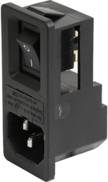 Plug C14, 3 pole, snap-in, plug-in connection, black, 4304.6064