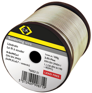 Solder wire, lead-free, SC (Sn99Cu1), Ø 1 mm, 500 g