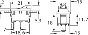 Rocker switch, white, 1 pole, On-Off, off switch, 10 (4) A/250 VAC, 6 (4) A/250 VAC, IP40, unlit, unprinted