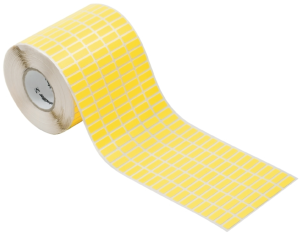 Cotton fabric Label, (L x W) 18 x 6 mm, yellow, Roll with 10000 pcs