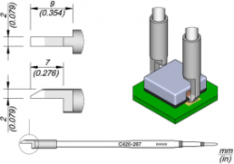 JBC Soldering tip Serie C420, C420287/2,0 mm, for SMT Komponenten