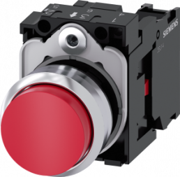 Pushbutton, red, unlit , mounting Ø 22.3 mm, IP20/IP66/IP67/IP69/IP69K, 3SU1150-0BB20-1CA0