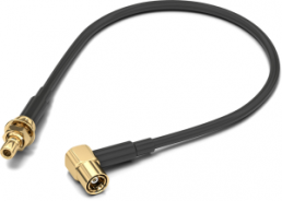 Coaxial cable, SMB plug (angled) to SMB jack (straight), 50 Ω, RG-174/U, grommet black, 152.4 mm, 65503110315301