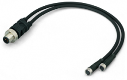 Sensor actuator cable, M8-cable socket, straight to M12-cable plug, straight, 4 pole, 1 m, PUR, black, 4 A, 756-5513/040-010
