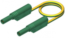 Measuring line with (4 mm plug, spring-loaded, straight) to (4 mm plug, spring-loaded, straight), 2 m, yellow/green, PVC, 2.5 mm², CAT II