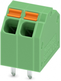 PCB terminal, 2 pole, pitch 3.81 mm, AWG 24-16, 9 A, spring-clamp connection, green, 1751477