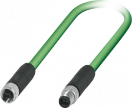 Sensor actuator cable, M8-SPE cable plug, straight to M8-SPE cable socket, straight, 2 pole, 2 m, PUR, green, 1150575